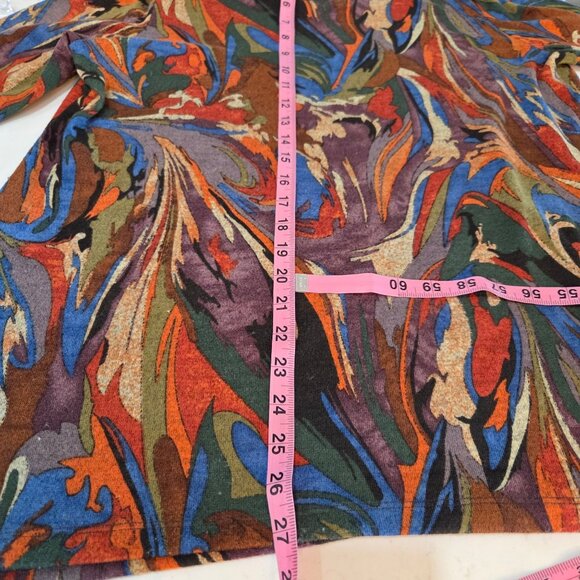 Ali Miles Cowl Neck Tunic Top Size PL 3/4 Sleeve Colorful Maximalism Artsy Swirl - Picture 9 of 9